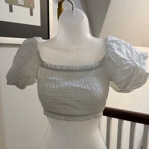 Altar'd State White Puff Sleeve Crop Top